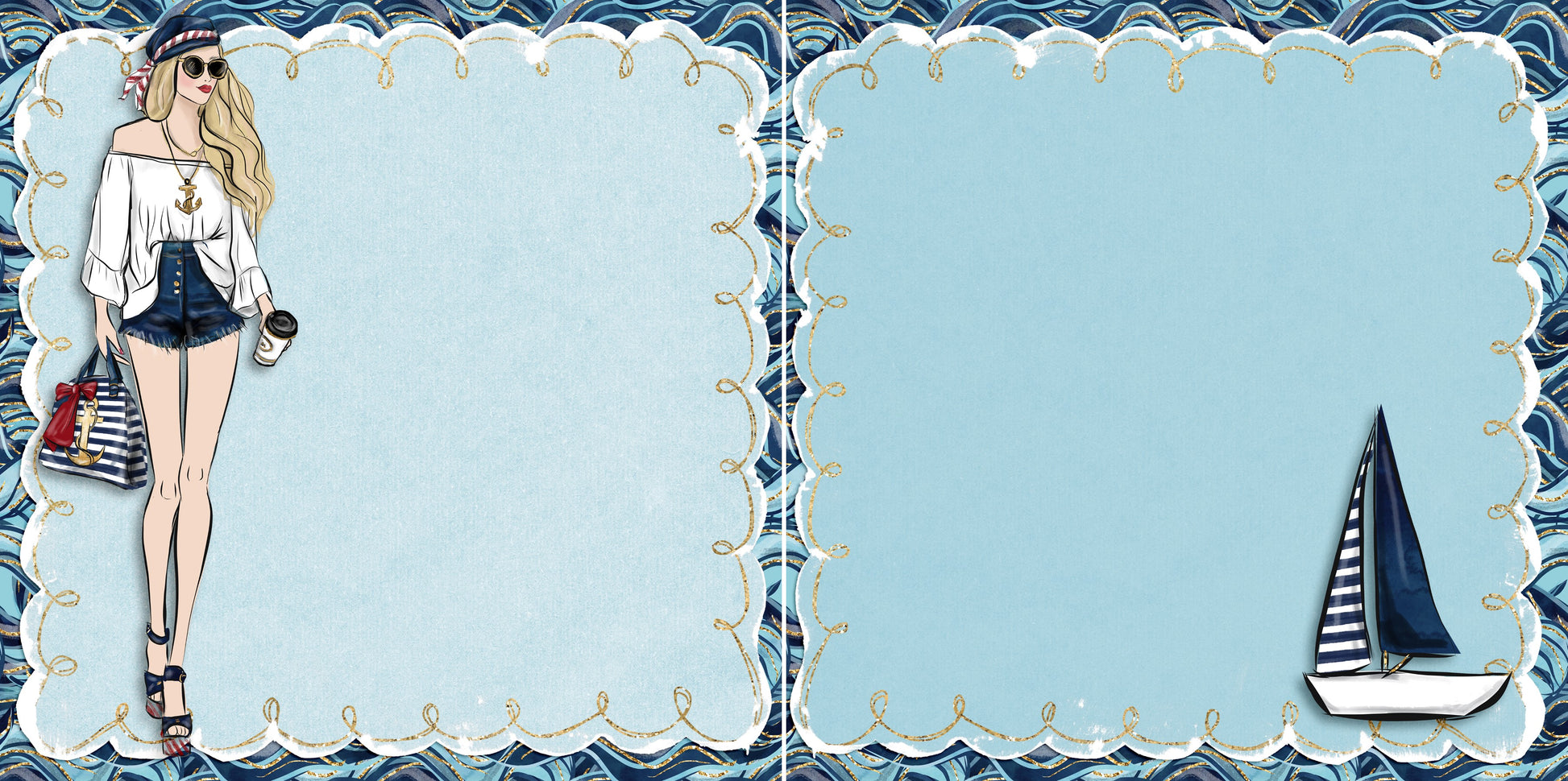 Nautical Girl Blonde NPM - 5449 - EZscrapbooks Scrapbook Layouts Beach - Tropical, cruise, Nautical, Swimming - Pool
