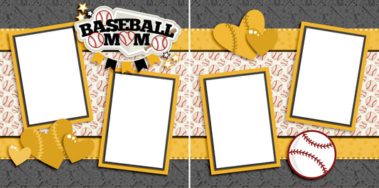 Baseball Mom Yellow - Digital Scrapbook Pages - INSTANT DOWNLOAD - EZscrapbooks Scrapbook Layouts baseball, Sports