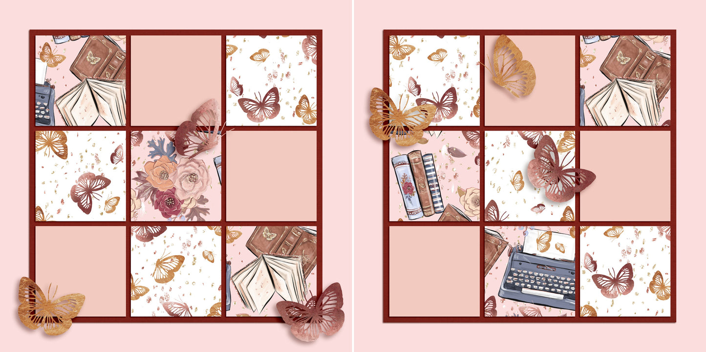 Books & Butterflies NPM - 5489 - EZscrapbooks Scrapbook Layouts Fall - Autumn