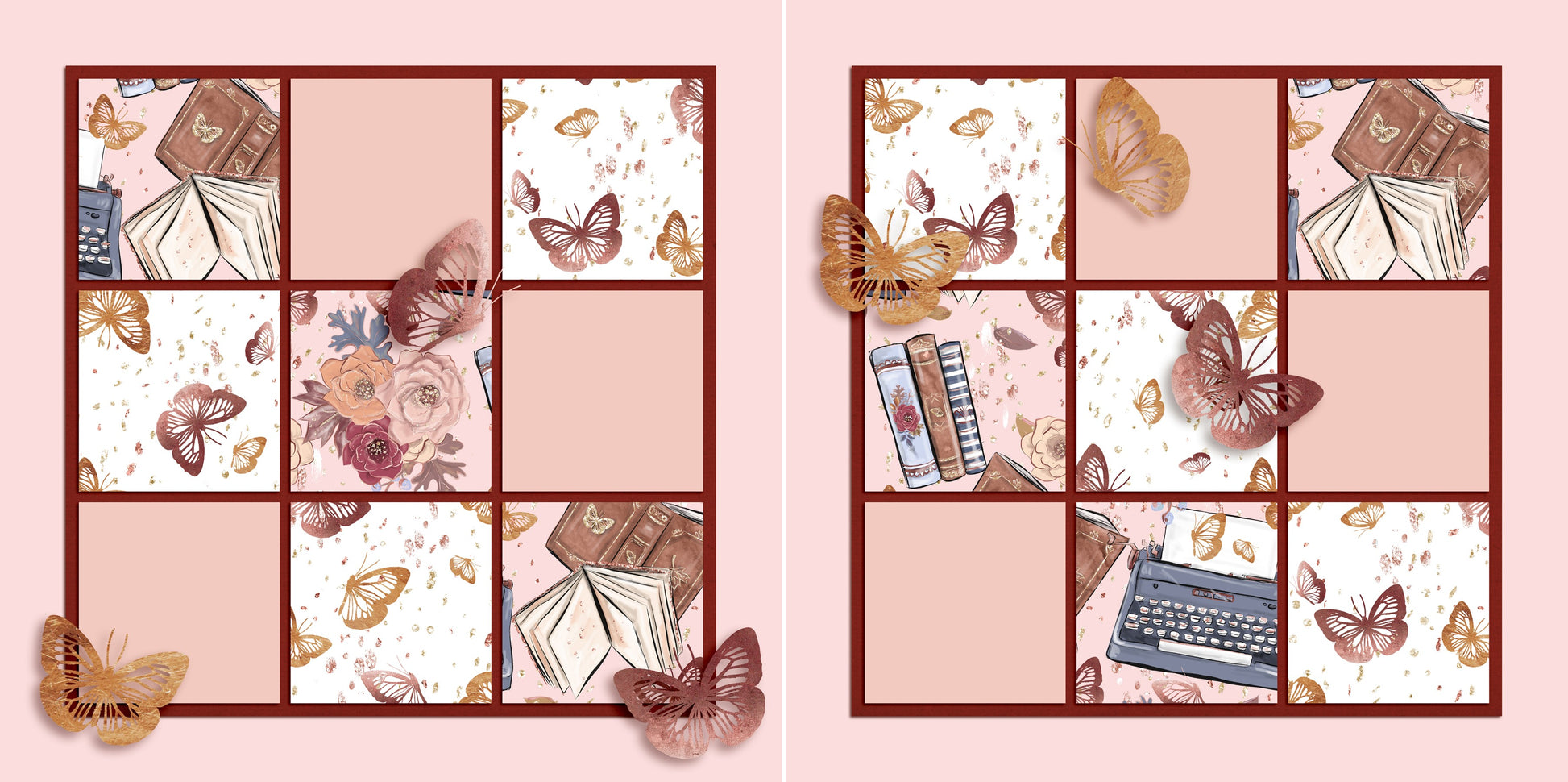 Books & Butterflies NPM - 5489 - EZscrapbooks Scrapbook Layouts Fall - Autumn