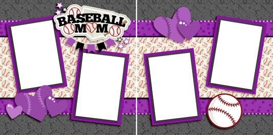Baseball Mom Purple- Digital Scrapbook Pages - INSTANT DOWNLOAD - EZscrapbooks Scrapbook Layouts baseball, Sports