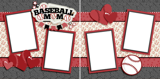 Baseball Mom Red - Digital Scrapbook Pages - INSTANT DOWNLOAD - EZscrapbooks Scrapbook Layouts baseball, Sports