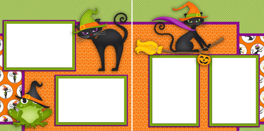 Black Cats - Digital Scrapbook Pages - INSTANT DOWNLOAD - EZscrapbooks Scrapbook Layouts Halloween