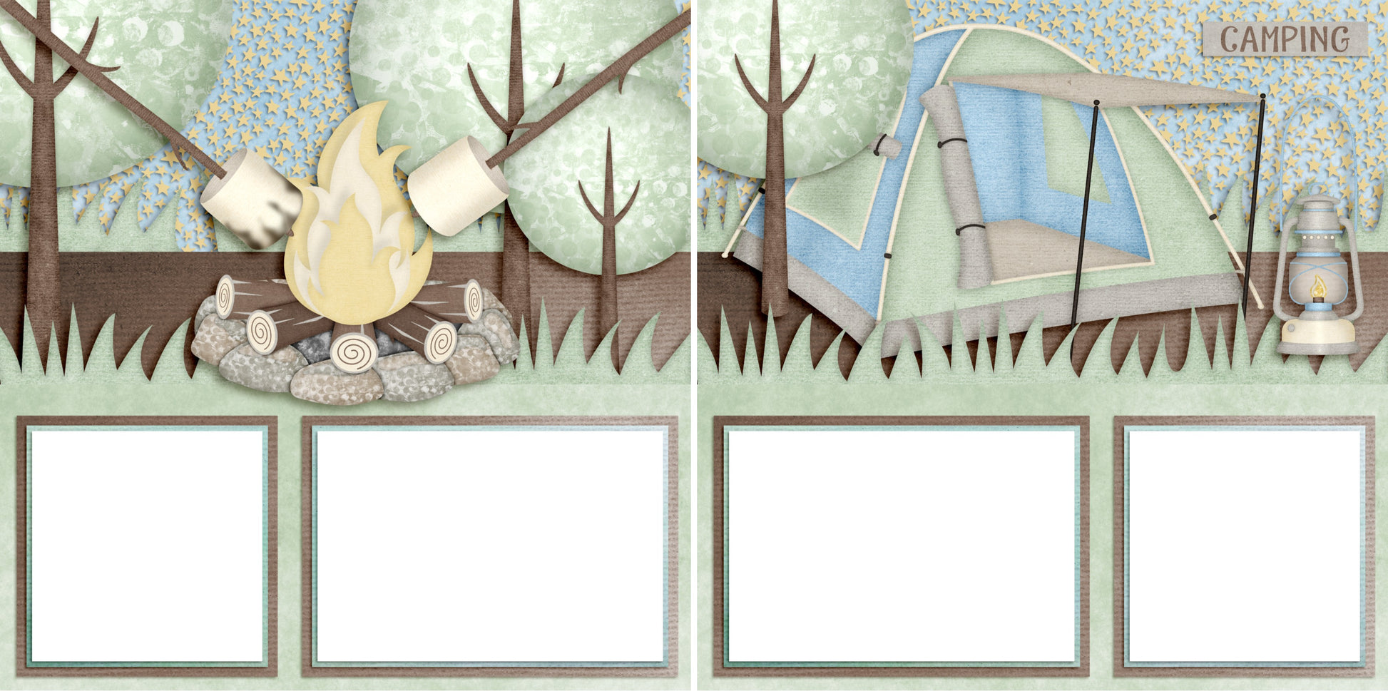 Camping - Digital Scrapbook Pages - INSTANT DOWNLOAD - 2019 - EZscrapbooks Scrapbook Layouts Camping - Hiking, scouting