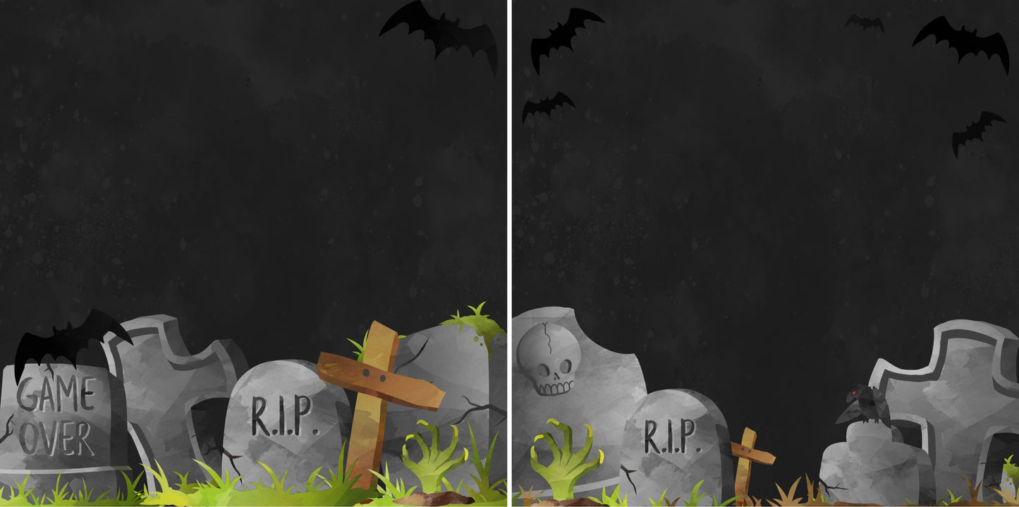 Tombstones NPM - 2768 - EZscrapbooks Scrapbook Layouts Halloween