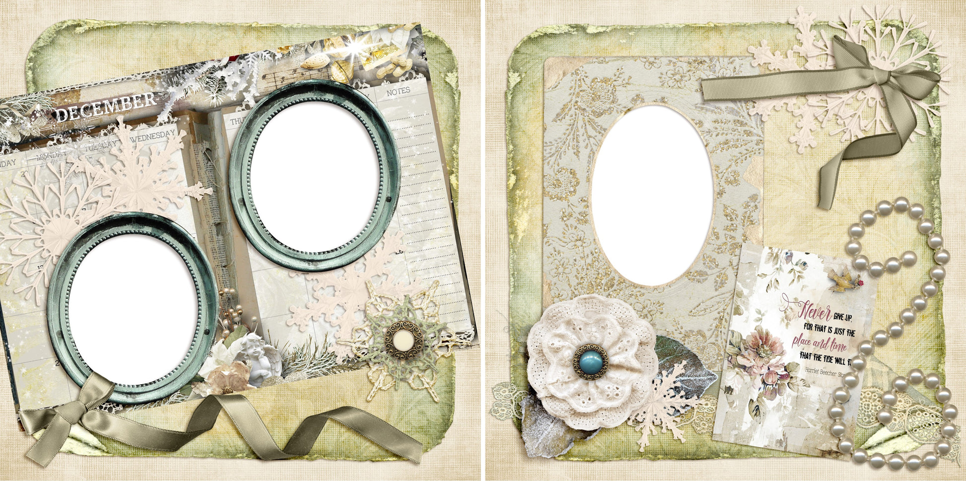 December - Digital Scrapbook Pages - INSTANT DOWNLOAD - EZscrapbooks Scrapbook Layouts Months of the Year