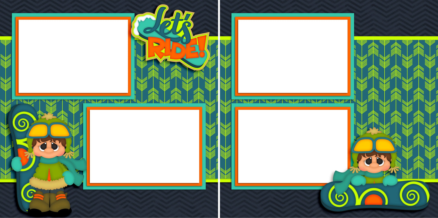 Let's Ride - Digital Scrapbook Pages - INSTANT DOWNLOAD - EZscrapbooks Scrapbook Layouts Sports, Winter