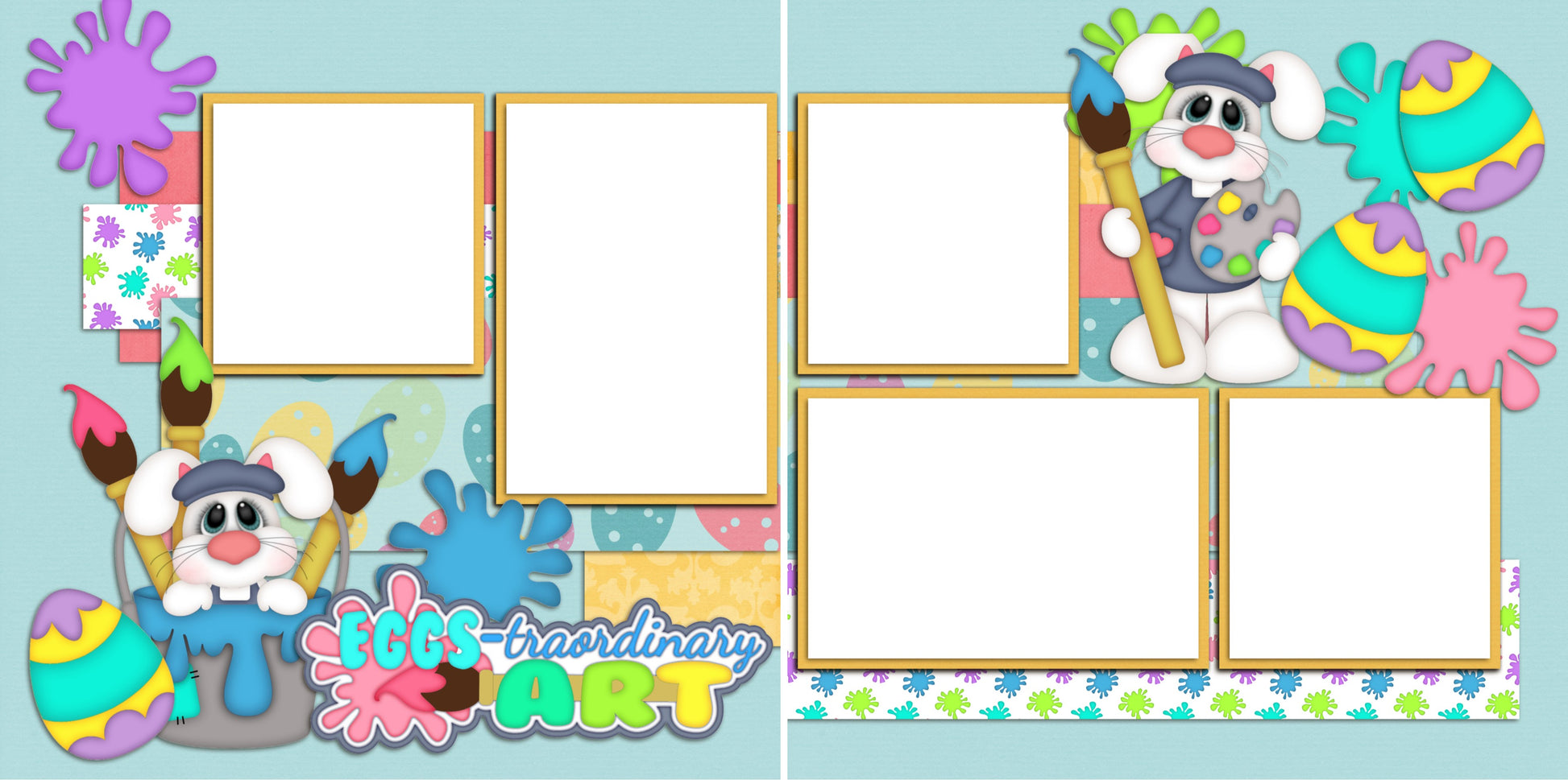 Eggs-traordinary Art - Digital Scrapbook Pages - INSTANT DOWNLOAD - EZscrapbooks Scrapbook Layouts Spring - Easter