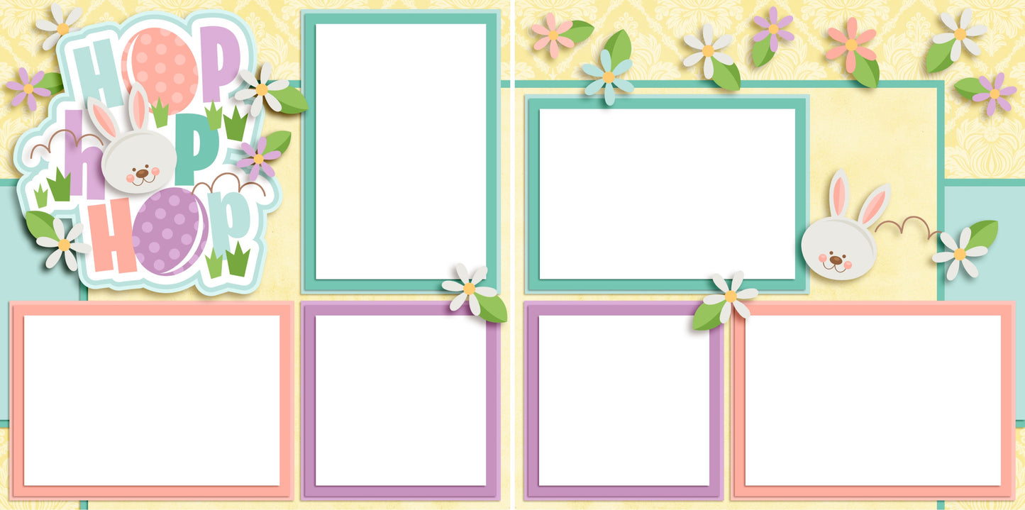 Hop Hop Hop - Digital Scrapbook Pages - INSTANT DOWNLOAD - EZscrapbooks Scrapbook Layouts Spring - Easter