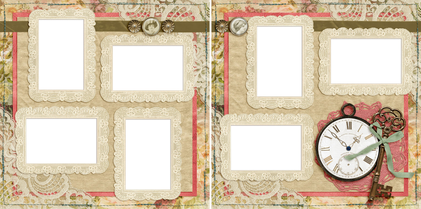 Vintage Lace - Digital Scrapbook Pages - INSTANT DOWNLOAD - 2019 - EZscrapbooks Scrapbook Layouts Grandmother, Heritage