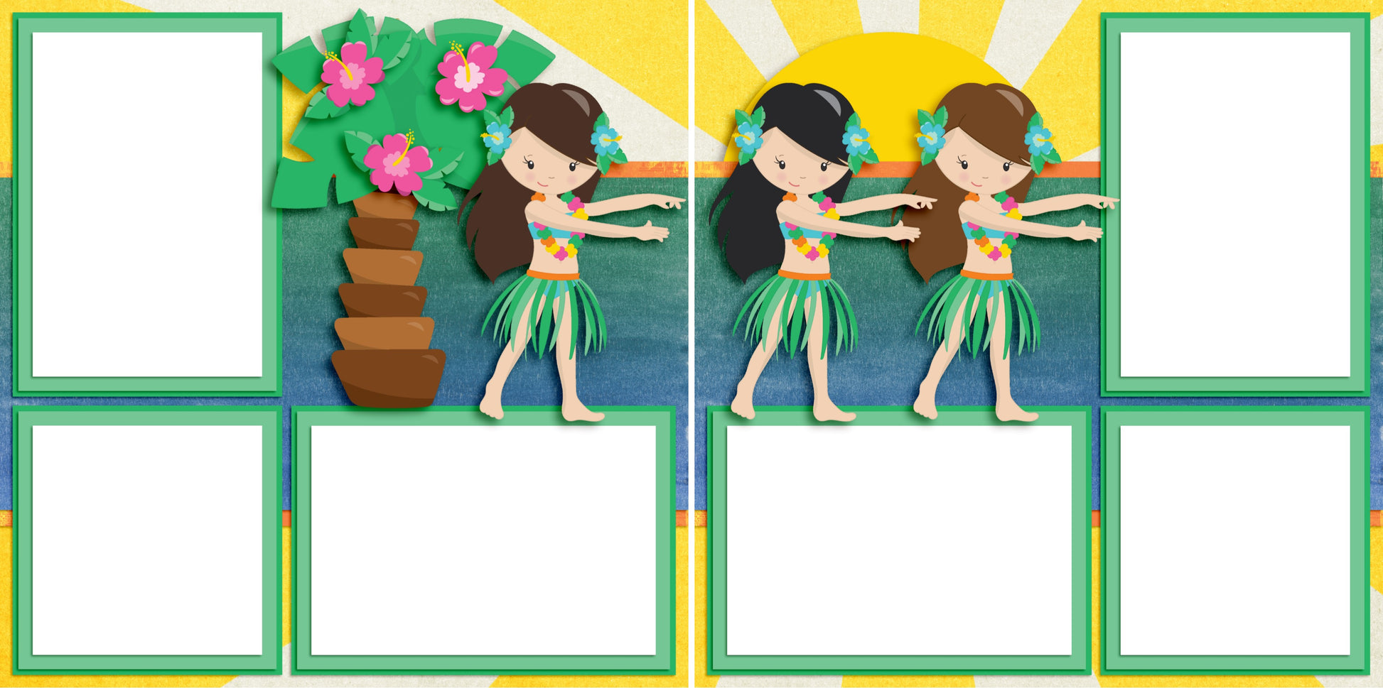 Luau - Digital Scrapbook Pages - INSTANT DOWNLOAD - 2019 - EZscrapbooks Scrapbook Layouts Beach - Tropical