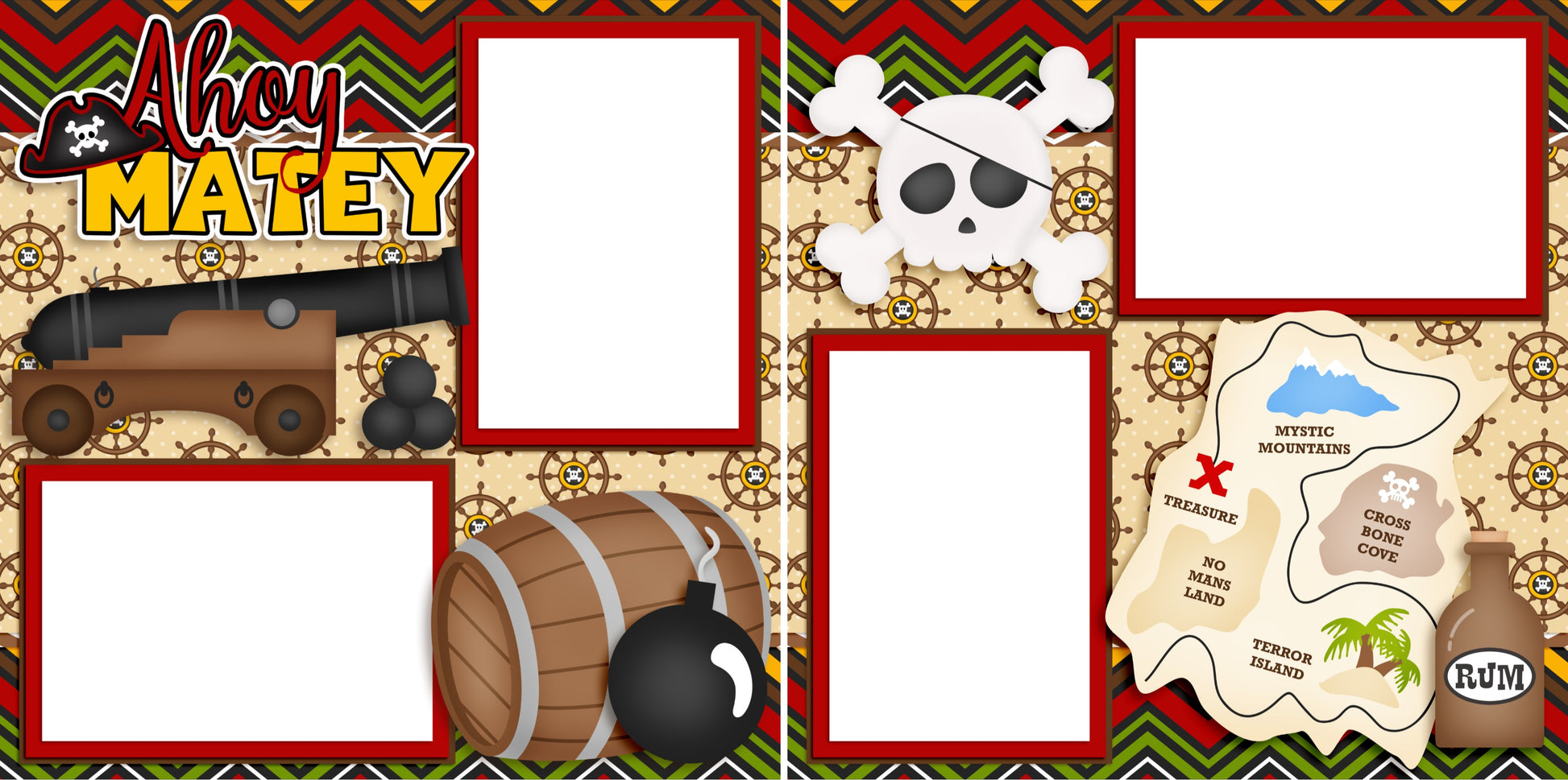 Ahoy Matey - Digital Scrapbook Pages - INSTANT DOWNLOAD - EZscrapbooks Scrapbook Layouts Disney