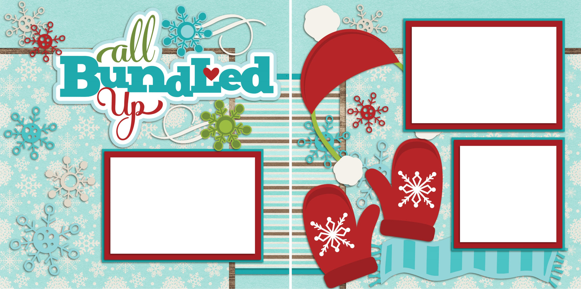 All Bundled Up - Digital Scrapbook Pages - INSTANT DOWNLOAD - EZscrapbooks Scrapbook Layouts Christmas, Winter