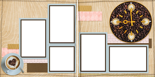Time for Coffee - Digital Scrapbook Pages - INSTANT DOWNLOAD - EZscrapbooks Scrapbook Layouts coffee, Foods