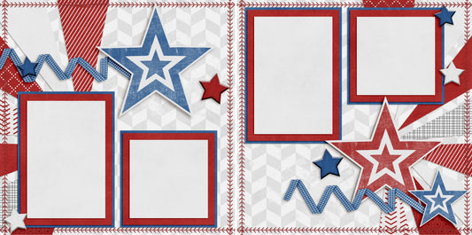 July 4th - Digital Scrapbook Pages - INSTANT DOWNLOAD - 2019 - EZscrapbooks Scrapbook Layouts July 4th - Patriotic