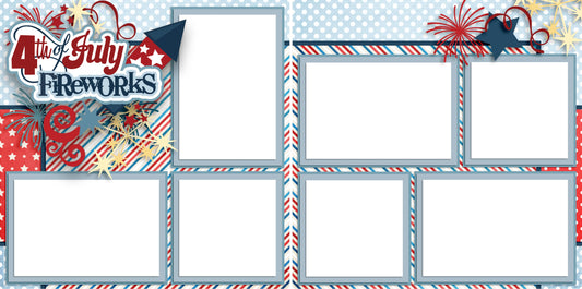 4th of July Fireworks - Digital Scrapbook Pages - INSTANT DOWNLOAD - EZscrapbooks Scrapbook Layouts July 4th - Patriotic