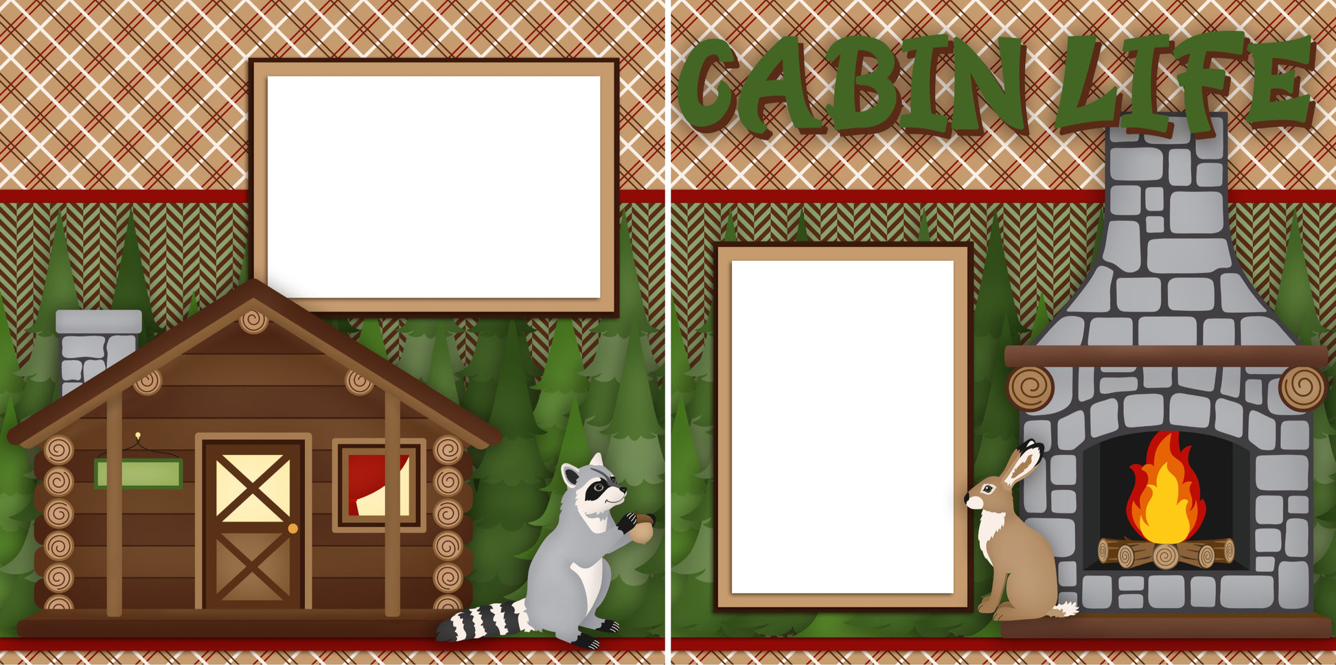 Cabin Life - Digital Scrapbook Pages - INSTANT DOWNLOAD - EZscrapbooks Scrapbook Layouts Camping - Hiking, Hunting - Fishing
