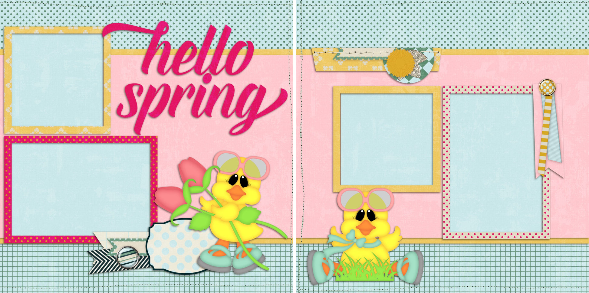 Hello Spring - 2060 - EZscrapbooks Scrapbook Layouts Family, Farm - Garden, Spring - Easter