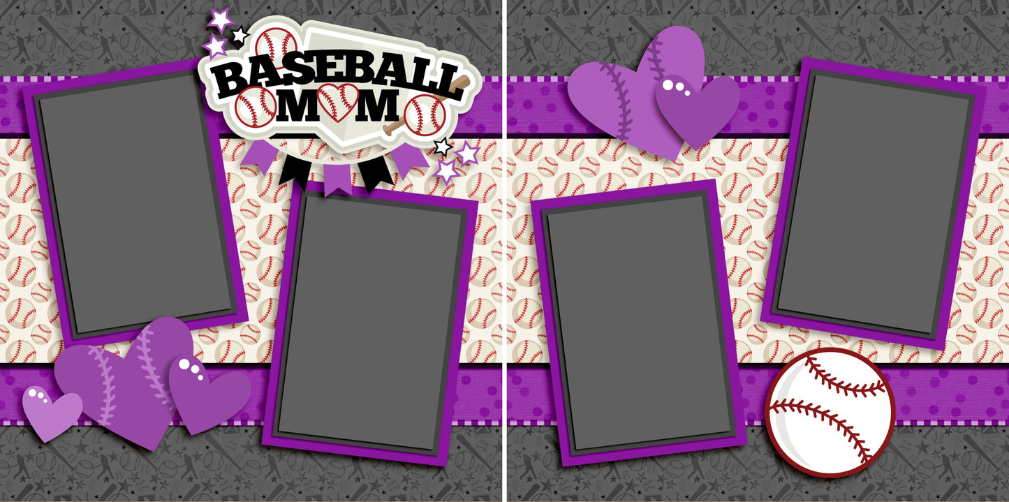 Baseball Mom Purple - 3244 - EZscrapbooks Scrapbook Layouts baseball, Sports