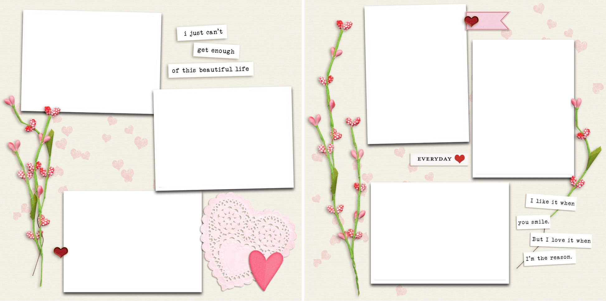Beautiful Life - Digital Scrapbook Pages - INSTANT DOWNLOAD - EZscrapbooks Scrapbook Layouts Love - Valentine