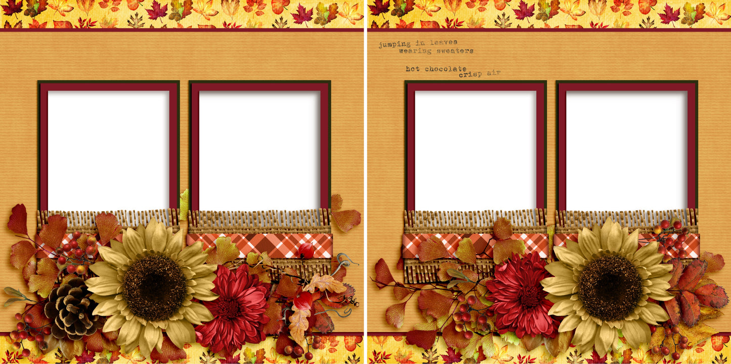 Jumping In Leaves - Digital Scrapbook Pages - INSTANT DOWNLOAD - EZscrapbooks Scrapbook Layouts Fall - Autumn, Thanksgiving