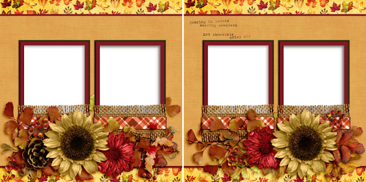 Jumping In Leaves - Digital Scrapbook Pages - INSTANT DOWNLOAD - EZscrapbooks Scrapbook Layouts Fall - Autumn, Thanksgiving