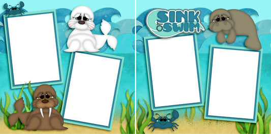 Sink or Swim - Digital Scrapbook Pages - INSTANT DOWNLOAD - EZscrapbooks Scrapbook Layouts Beach - Tropical, Swimming - Pool