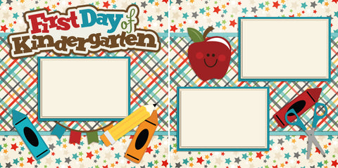 First Day of Kindergarten - Digital Scrapbook Pages - INSTANT DOWNLOAD - EZscrapbooks Scrapbook Layouts School