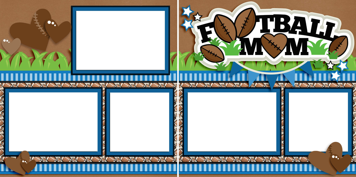 Football Mom Blue - Digital Scrapbook Pages - INSTANT DOWNLOAD - EZscrapbooks Scrapbook Layouts football, Sports