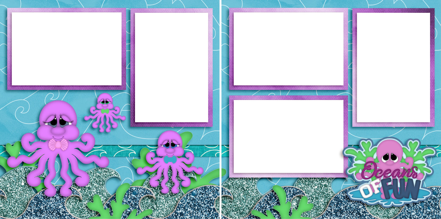 Oceans of Fun - Digital Scrapbook Pages - INSTANT DOWNLOAD - EZscrapbooks Scrapbook Layouts Beach - Tropical, Swimming - Pool