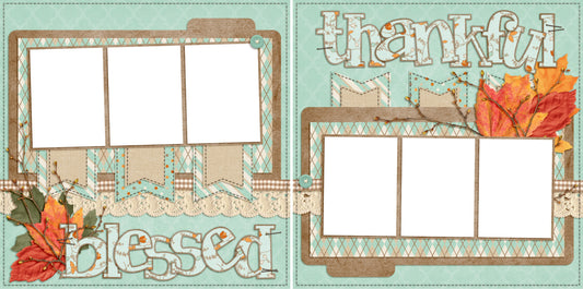 Thankful Blessed - Digital Scrapbook Pages - INSTANT DOWNLOAD - 2019 - EZscrapbooks Scrapbook Layouts Thanksgiving