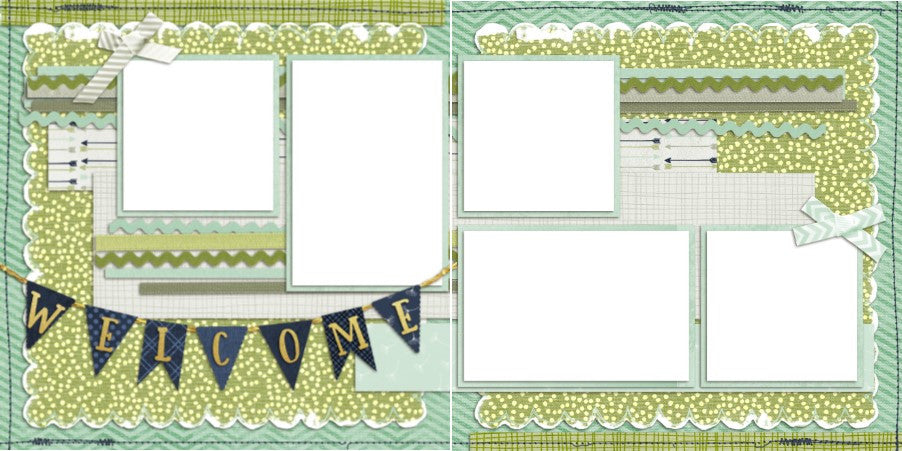 Baby Boy Welcome - Digital Scrapbook Pages - INSTANT DOWNLOAD - EZscrapbooks Scrapbook Layouts Baby - Toddler