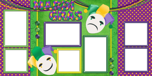 Mardi Gras Masks - Digital Scrapbook Pages - INSTANT DOWNLOAD - EZscrapbooks Scrapbook Layouts New Orleans - Mardi Gras