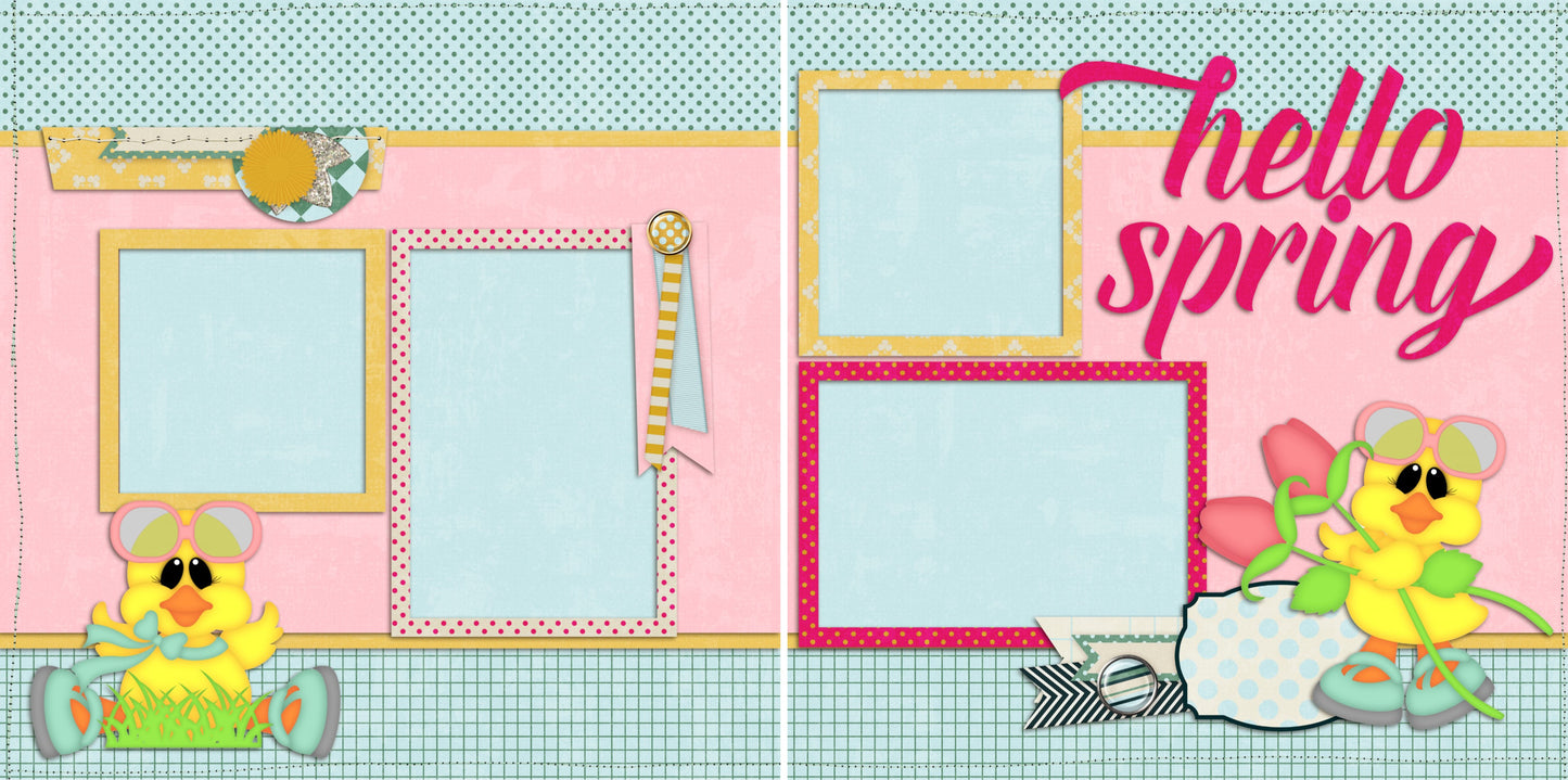 Hello Spring - Digital Scrapbook Pages - INSTANT DOWNLOAD - EZscrapbooks Scrapbook Layouts Spring - Easter