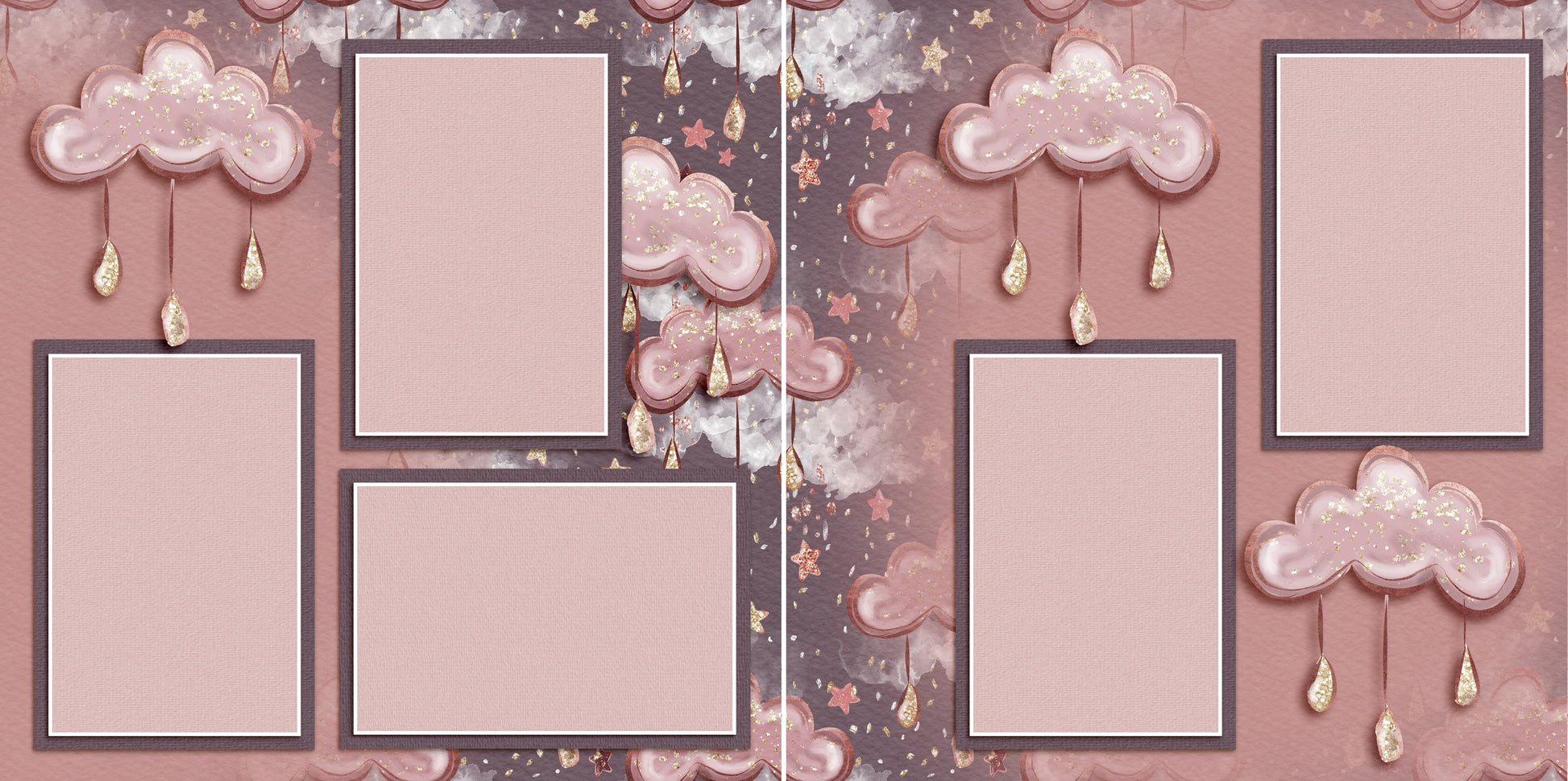 Baby Girl Clouds - 5444 - EZscrapbooks Scrapbook Layouts Baby