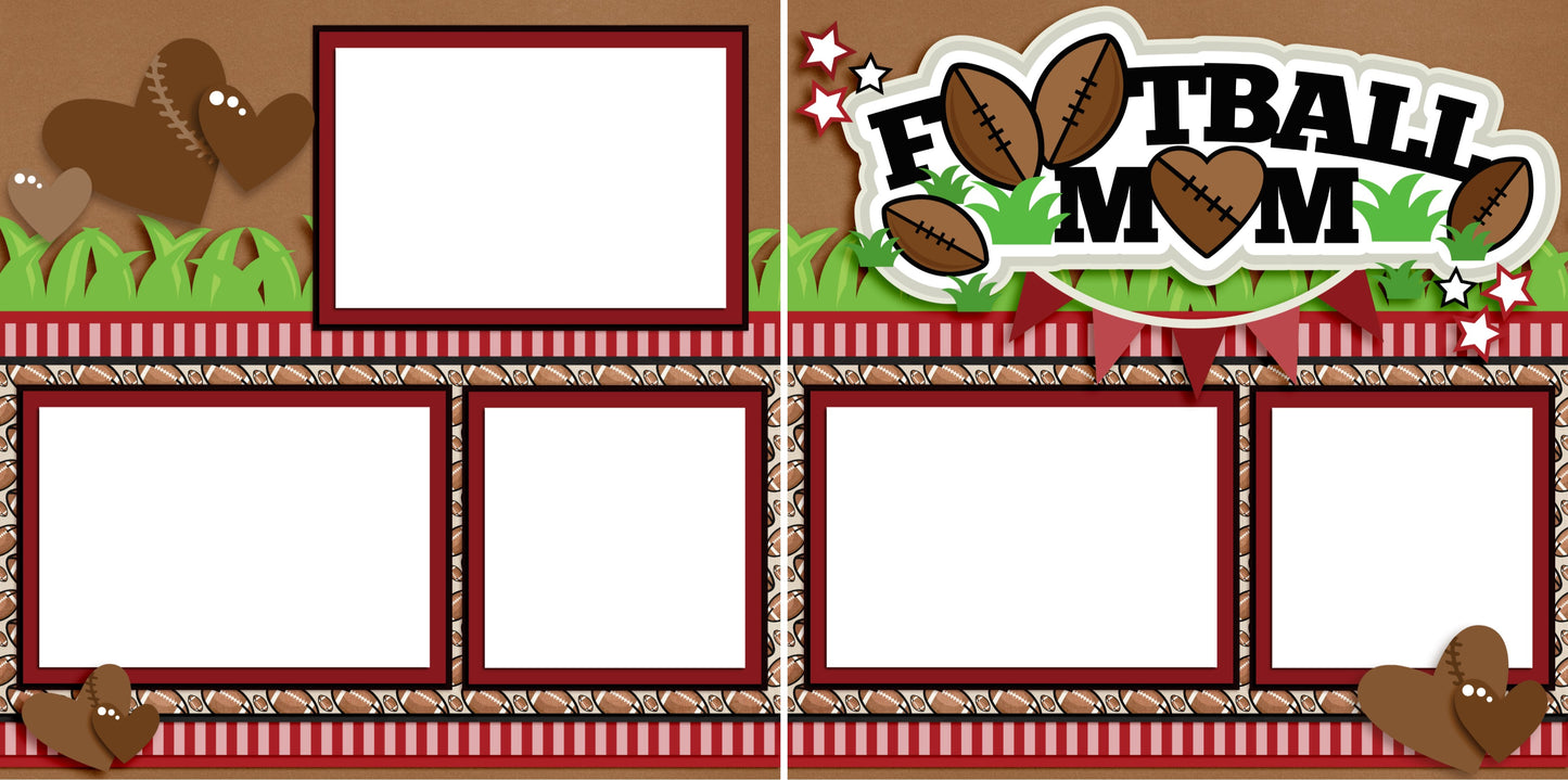 Football Mom Red - Digital Scrapbook Pages - INSTANT DOWNLOAD - EZscrapbooks Scrapbook Layouts football, Sports