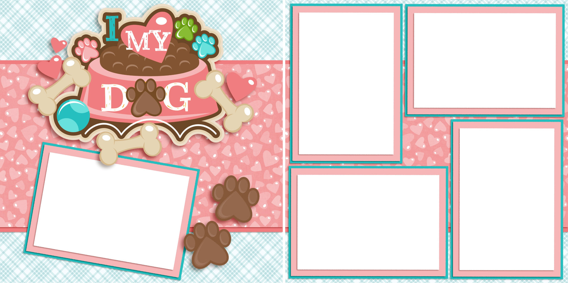 I Heart My Dog Pink - Digital Scrapbook Pages - INSTANT DOWNLOAD - 2019 - EZscrapbooks Scrapbook Layouts dogs, Pets