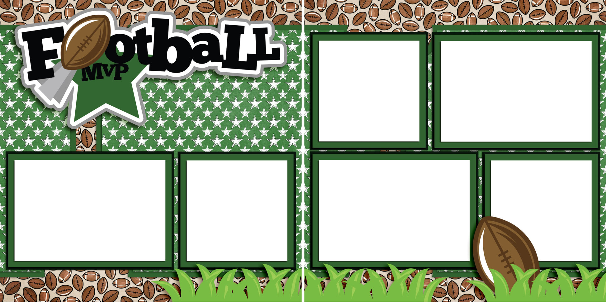 Football MVP Green - Digital Scrapbook Pages - INSTANT DOWNLOAD - EZscrapbooks Scrapbook Layouts football, Sports