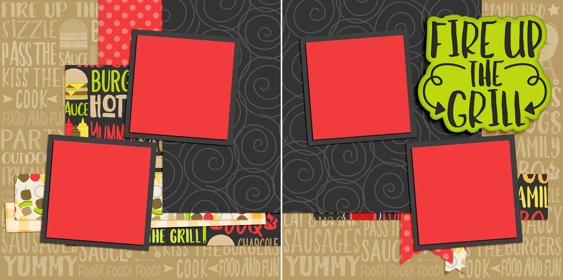 Fire Up the Grill - 5590 - EZscrapbooks Scrapbook Layouts 4th of July, Foods, Summer