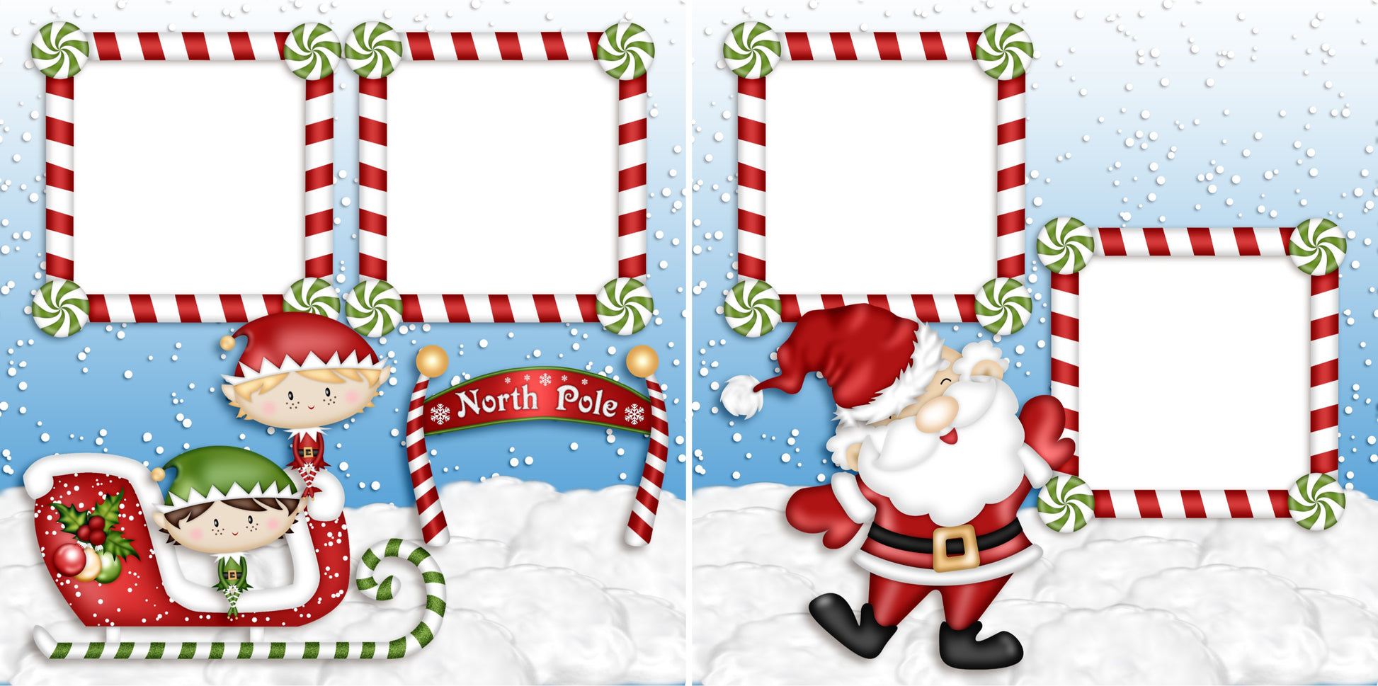 North Pole - Christmas - Digital Scrapbook Pages - INSTANT DOWNLOAD - 2019 - EZscrapbooks Scrapbook Layouts Christmas