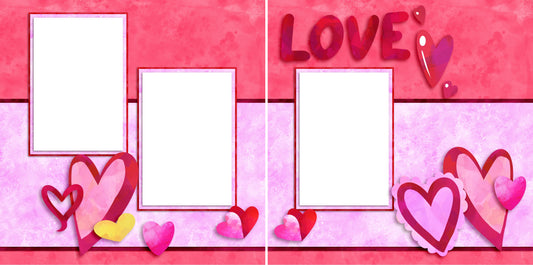 Love Hearts - Digital Scrapbook Pages - INSTANT DOWNLOAD - EZscrapbooks Scrapbook Layouts Love - Valentine