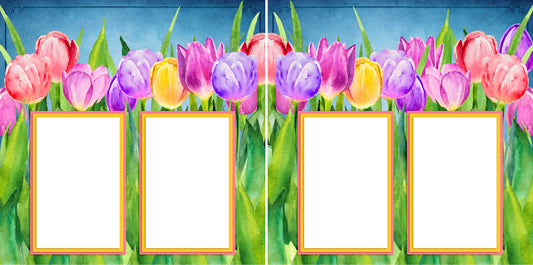 Tulips - Digital Scrapbook Pages - INSTANT DOWNLOAD - EZscrapbooks Scrapbook Layouts Farm - Garden, Girls, Spring - Easter