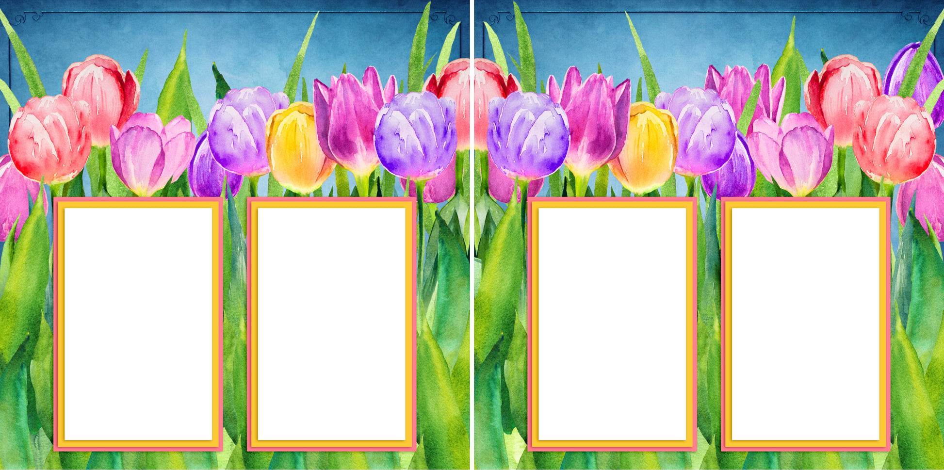 Tulips - Digital Scrapbook Pages - INSTANT DOWNLOAD - EZscrapbooks Scrapbook Layouts Farm - Garden, Girls, Spring - Easter