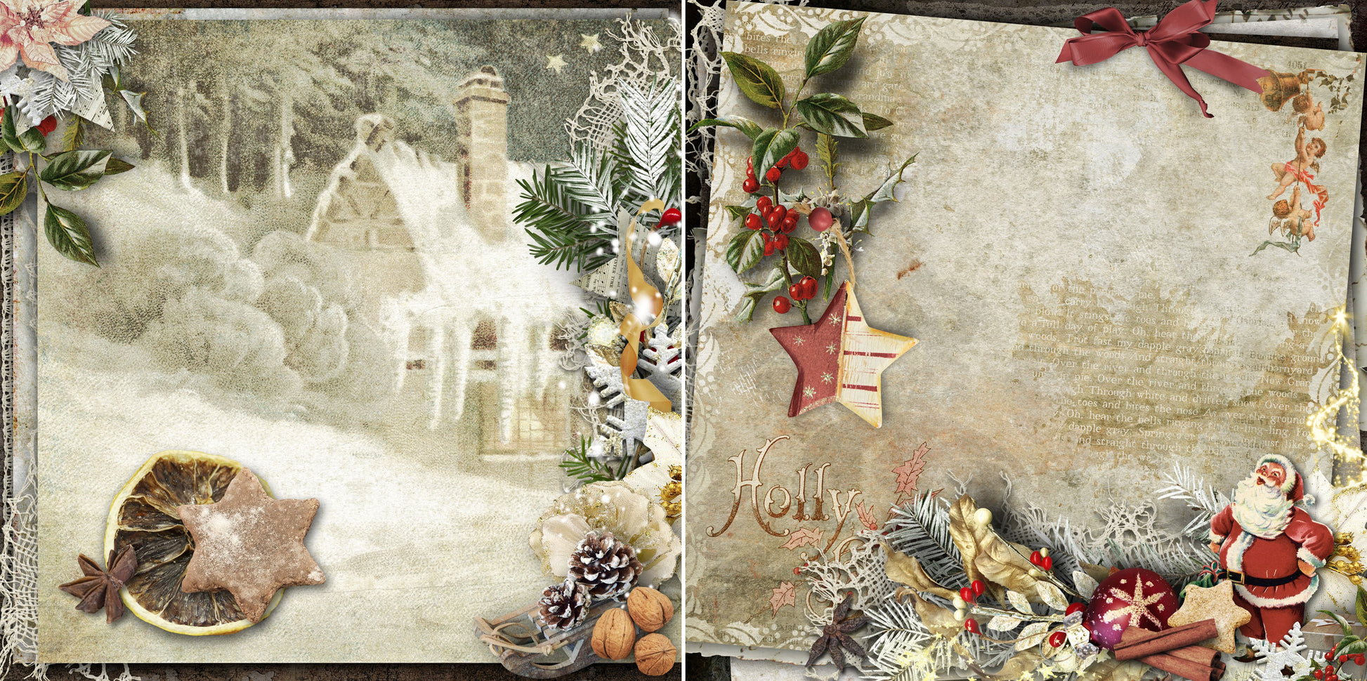 Vintage Christmas Memories NPM - 5201 - EZscrapbooks Scrapbook Layouts Christmas, Snow, Winter