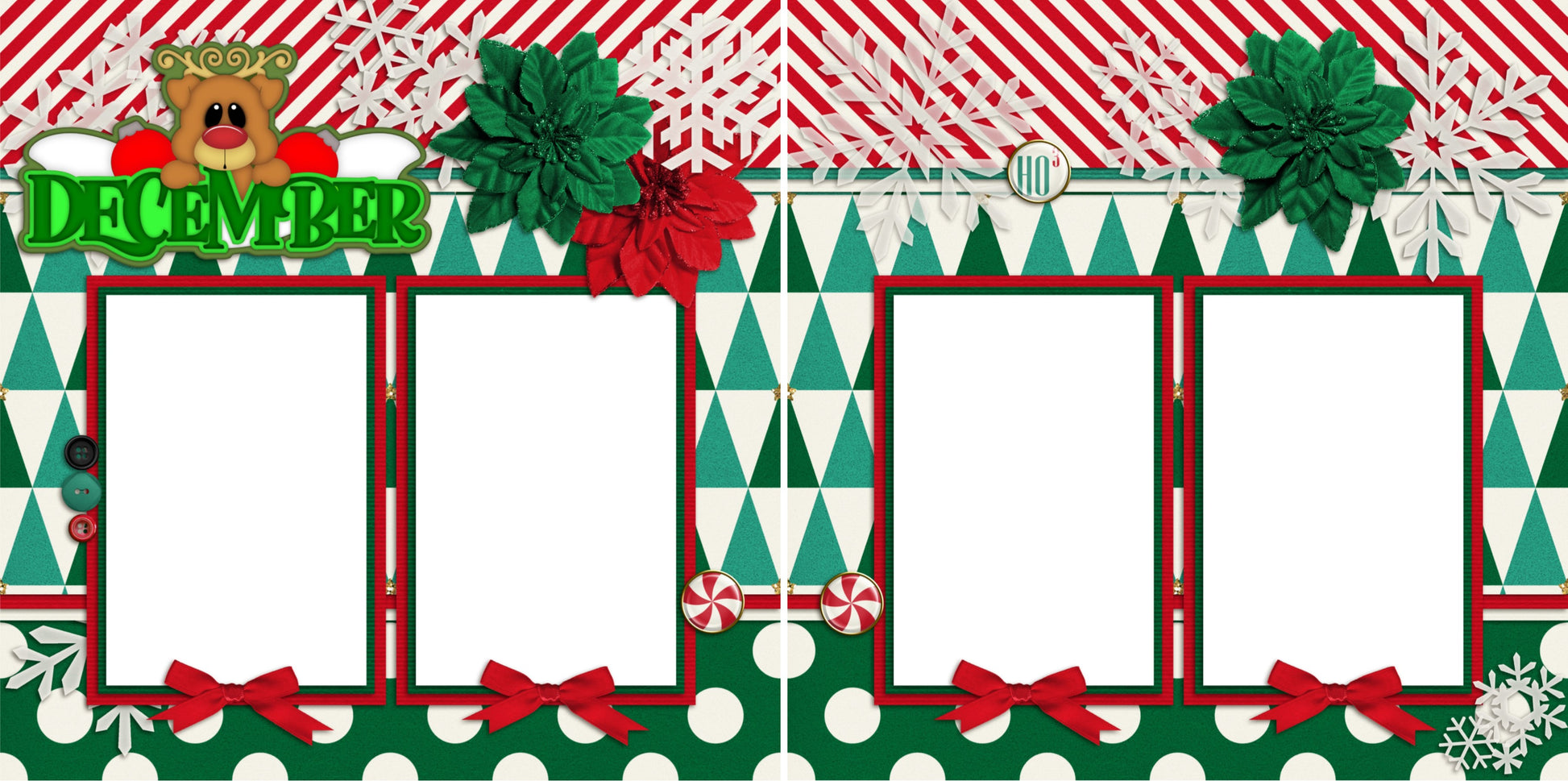 December - Digital Scrapbook Pages - INSTANT DOWNLOAD - EZscrapbooks Scrapbook Layouts Months of the Year