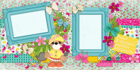 Garden Party Bear - 823 - EZscrapbooks Scrapbook Layouts Farm - Garden, Girls, Outside Play
