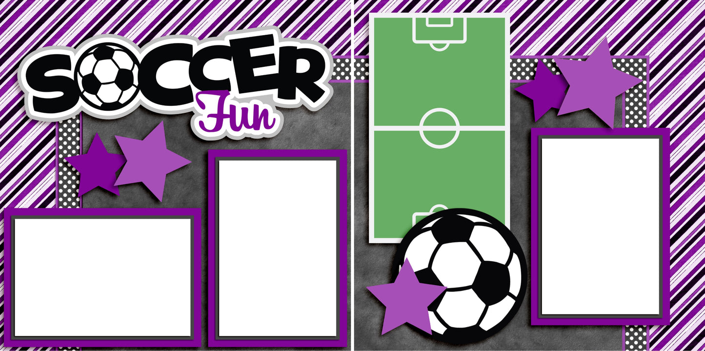 Soccer Fun Purple - Digital Scrapbook Pages - INSTANT DOWNLOAD - EZscrapbooks Scrapbook Layouts soccer, Sports