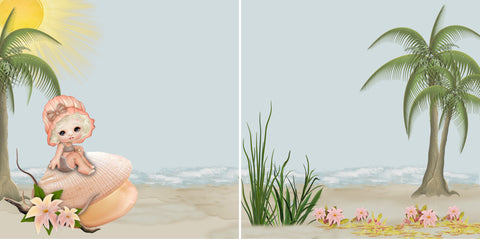 Beach Cutie NPM - 2826 - EZscrapbooks Scrapbook Layouts Baby - Toddler, Beach - Tropical, Girls, Littles