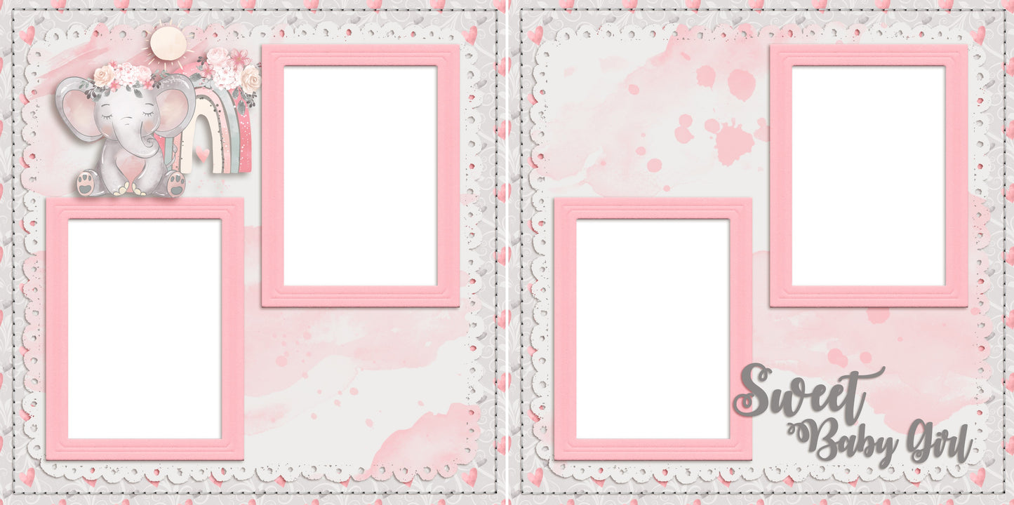 Sweet Baby Girl EZ Quick Pages -  Digital Bundle - 10 Digital Scrapbook Pages - INSTANT DOWNLOAD