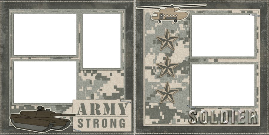 Army Strong - Digital Scrapbook Pages - INSTANT DOWNLOAD - EZscrapbooks Scrapbook Layouts Military